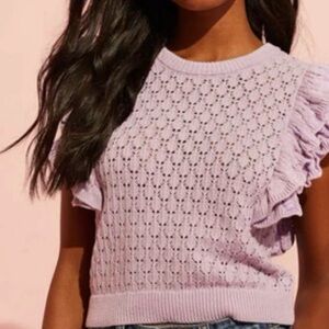 LFD vici lilac purple ruffle sweater top medium